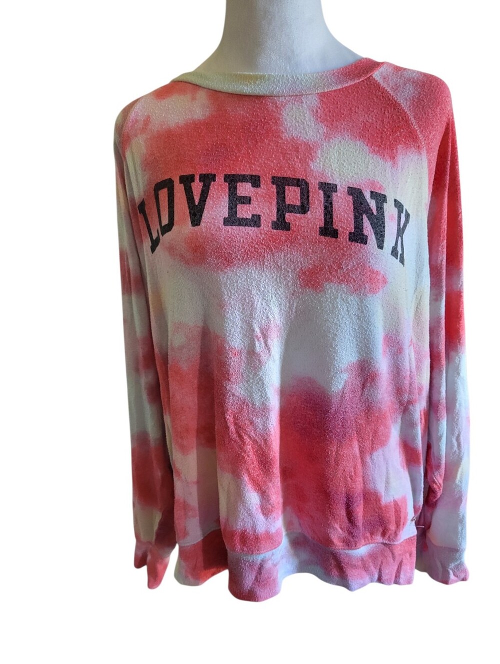 PINK Victoria's Secret Love Pink Tie-Dye Sweatshirt - Pink/White sz M